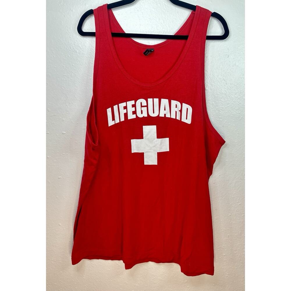Red Lifeguard Tank Top Summer Beach Plus XXL